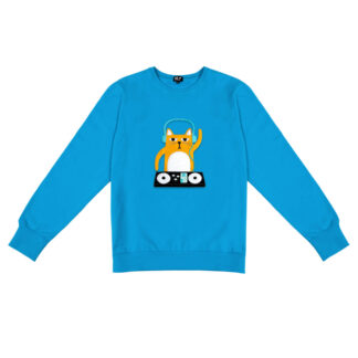 Men's Blue DJ Cat Sweatshirt (light)