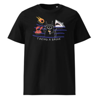 Taking a Break – Chill Cat Black Organic Shirt